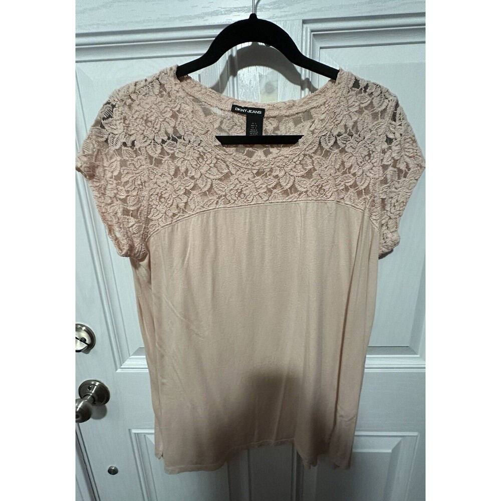 DKNY Jeans Pink Shirt Large Short Sleeve Classic